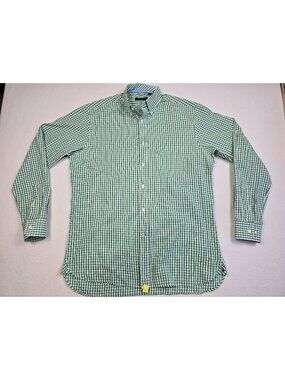 Bobby Jones Green Checkered Long Sleeve Button-Down Shirt M 100% Cotton